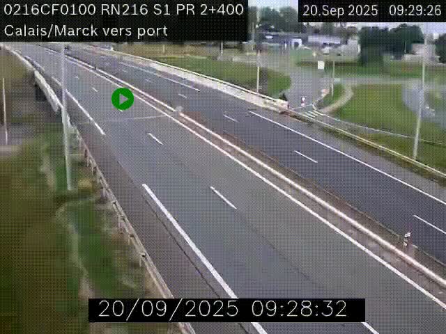 Webcam à Calais sur A216 (N216) en direction du port (harbour) de Calais.