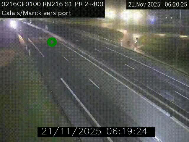 Webcam à Calais sur A216 (N216) en direction du port (harbour) de Calais.