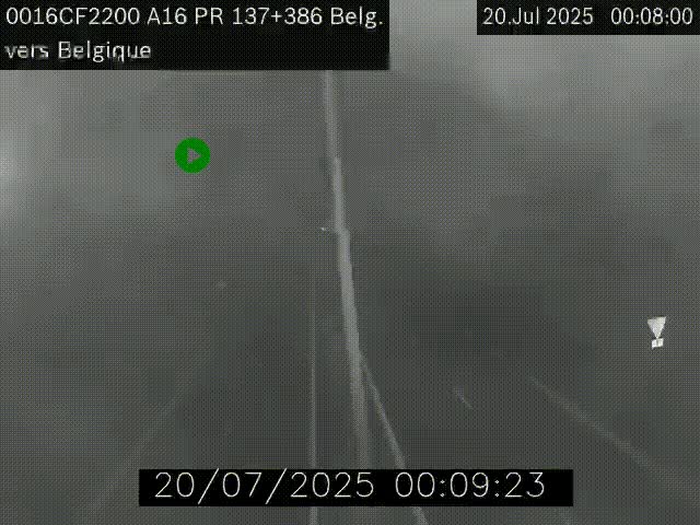 Webcam à la frontière franco-belge au niveau de Bray-Dunes/De-Panne sur l'autoroute A16. Vue orientée vers la Belgique