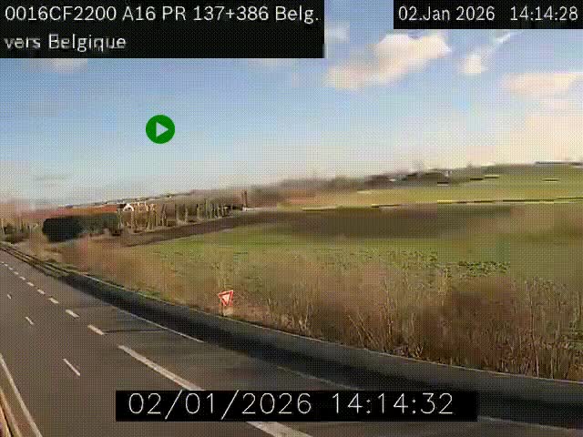 Webcam à la frontière franco-belge au niveau de Bray-Dunes/De-Panne sur l'autoroute A16. Vue orientée vers la Belgique