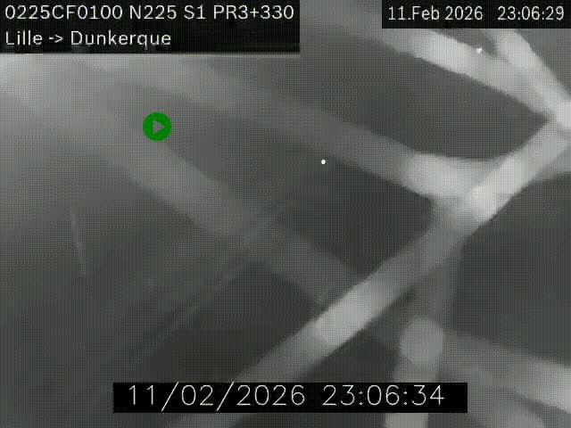 Webcam autoroute A25 (N225) à hauteur de Bergues (Bierne). Vue orientée vers Dunkerque.