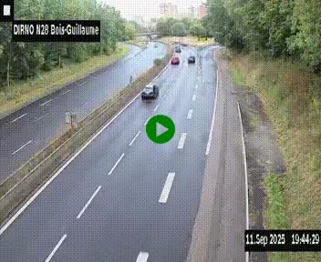 Webcam routière à hauteur de Bois-Guillaume en périphérie de Rouen. Vue orientée vers Rouen