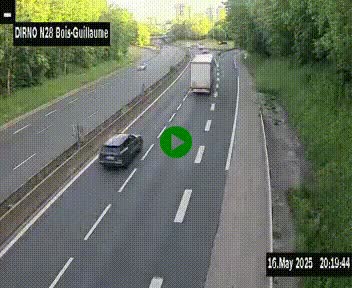 Webcam routière à hauteur de Bois-Guillaume en périphérie de Rouen. Vue orientée vers Rouen