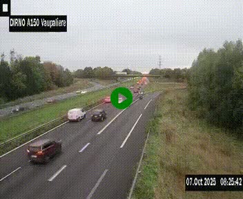 Webcam autoroute A150 à hauteur de La Vaupalière en périphérie de Rouen. Vue orientée vers Rouen