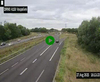 Webcam autoroute A150 à hauteur de La Vaupalière en périphérie de Rouen. Vue orientée vers Rouen