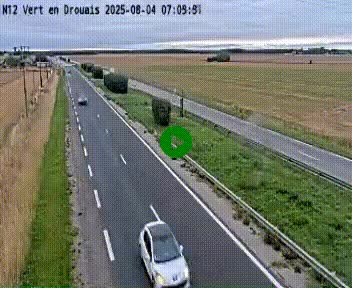 Webcam à hauteur de Vert-en-Drouais sur la N12, en périphérie de Dreux. Vue orientée vers Alençon