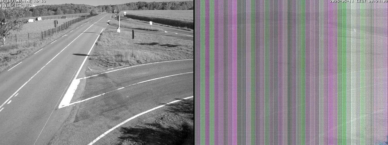 Webcam à Bellefontaine dans les Vosges à 552 mètres d'altitude sur la D63, à la jonction avec la D20A