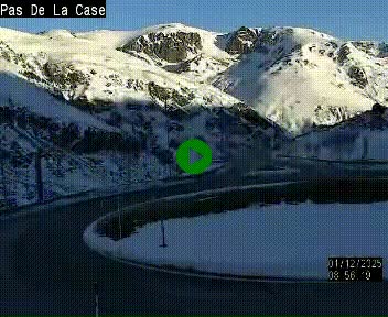 Webcam sur la N22 au niveau du poste frontière entre la France et Andorre à proximité de Pas de la Case à plus de 2000 mètres d'altitude