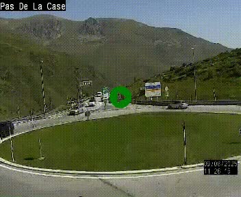 Webcam sur la N22 au niveau du poste frontière entre la France et Andorre à proximité de Pas de la Case à plus de 2000 mètres d'altitude