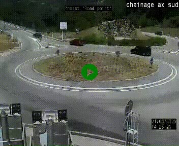 Webcam au nord d'Ax-les-Thermes au niveau de l'aire de chaînage de la N20. Vue orientée vers les Pyrénées, en direction de Pas de la Case