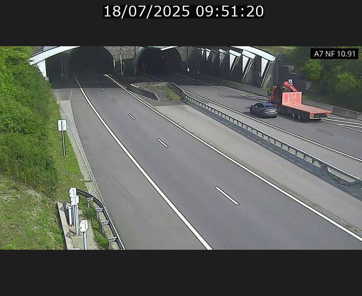 Caméra trafic Luxembourg - A7, Tunnel Gousselerbierg, entrée sud, direction Mersch