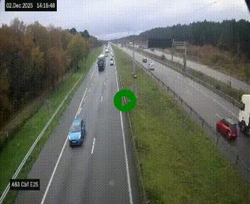 Webcam autoroute A63 en périphérie de Bordeaux au sud-est de la ville, en provenance du bassin d'Arcachon. Vue orientée vers Bordeaux