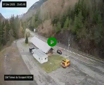 Webcam à l'entrée du tunnel du Somport, côté français, sur la N134, dans les Pyrénées, en direction de l'Espagne, à 1116 mètres d'altitude