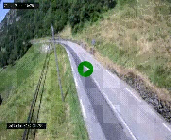 Webcam dans les Pyrénées Atlantique au niveau du col d'Urdos et du fort du Pourtalet sur la N134, en direction du Col et du tunnel du Somport, à 765 mètres d'altitude