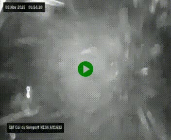 Webcam au col du Somport, côté français, sur la N134, dans les Pyrénées, en direction de l'Espagne, à 1632 mètres d'altitude