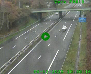 Caméra routière sur l'autoroute A20 au nord de Limoges, à la jonction avec la N520. Vue orientée vers Paris
