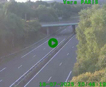 Caméra routière sur l'autoroute A20 au nord de Limoges, à la jonction avec la N520. Vue orientée vers Paris