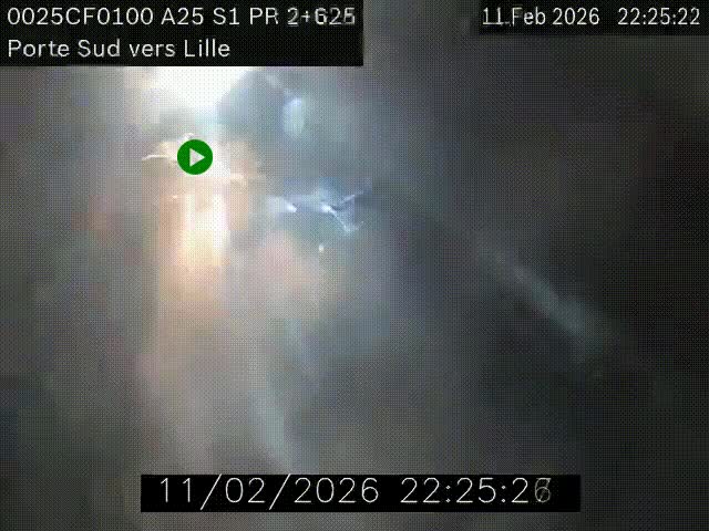 Webcam autoroute A25 sur le périphérique de Lille à hauteur de Lille-Sud et la sortie 3 Faches-Thumesnil. Vue orientée vers Lille-Centre.