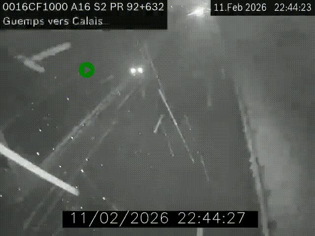 Webcam A16 juste après l'aire de repos d'Offekerque à Guemps. Vue orientée vers Calais