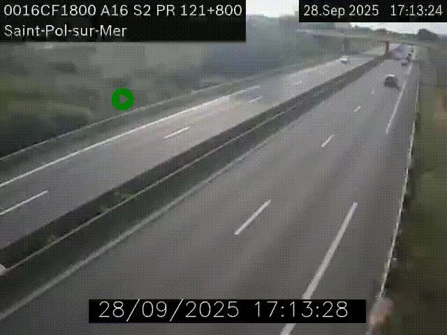 Webcam autoroute A16 à proximité de Dunkerque, à hauteur de la sortie Saint-Pol-sur-Mer. Vue orientée vers Calais