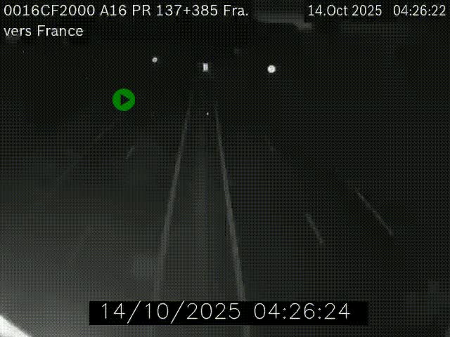 Webcam à la frontière franco-belge au niveau de Bray-Dunes/De-Panne sur l'autoroute A16. Vue orientée vers Calais