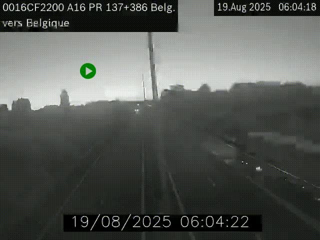Webcam à la frontière franco-belge au niveau de Bray-Dunes/De-Panne sur l'autoroute A16. Vue orientée vers la Belgique