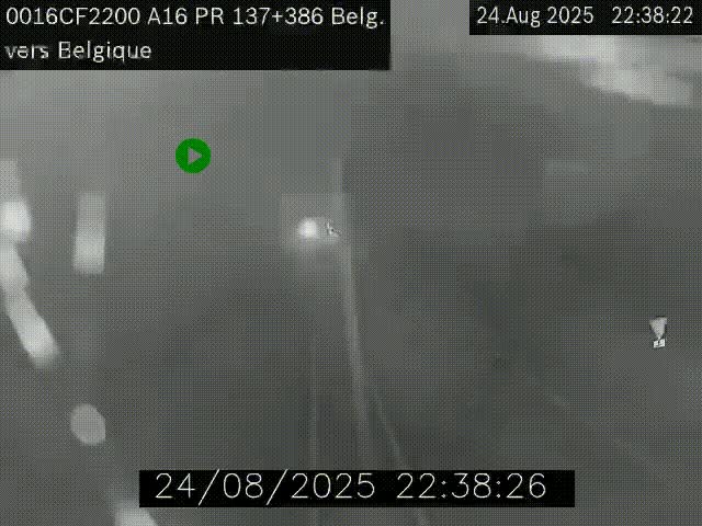 Webcam à la frontière franco-belge au niveau de Bray-Dunes/De-Panne sur l'autoroute A16. Vue orientée vers la Belgique