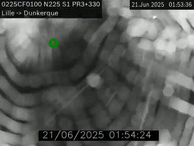 Webcam autoroute A25 (N225) à hauteur de Bergues (Bierne). Vue orientée vers Dunkerque.