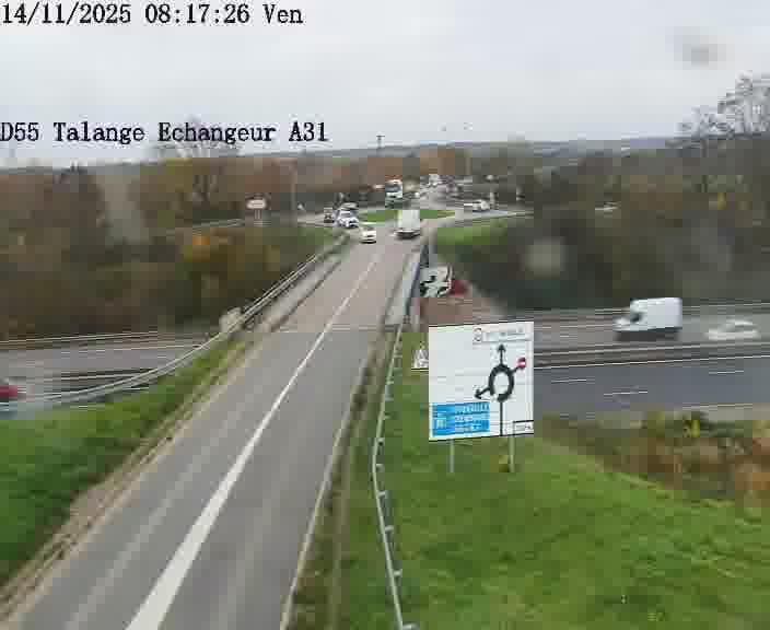 Webcam sur la D55 à Talange au niveau du pont surplombant l'A31 (sens droite-gauche vers Luxembourg). Vue orientée vers Ay-sur-Moselle.