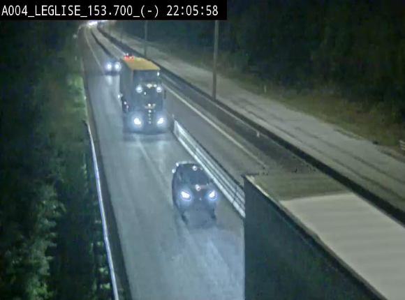 Webcam autoroute A4 (E411-E25) à Léglise, avant la jonction avec la N40. Vue orientée vers Bruxelles