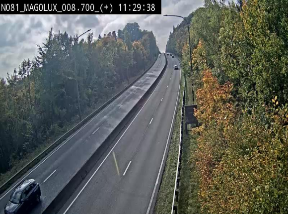 Webcam sur la N81 (E411) à hauteur de la jonction avec la N883. Vue orientée vers Longwy
