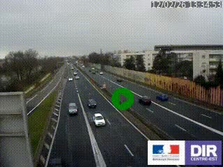 Webcam trafic au bout de l'A42, à la jonction avec le Boulevard Périphérique Nord de Lyon (D383) à Villeurbanne. Vue orientée vers Marseille