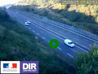 Webcam au niveau du col de Bois Clair à hauteur de Cluny sur la N79. Vue orientée vers Mâcon