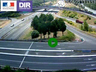 Webcam traffic à Grenoble-sud sur l'autoroute A480. Vue orientée vers l'entrée et la sortie de Grenoble