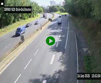 Webcam routière à hauteur de Bois-Guillaume en périphérie de Rouen. Vue orientée vers Rouen