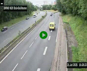 Webcam routière à hauteur de Bois-Guillaume en périphérie de Rouen. Vue orientée vers Rouen
