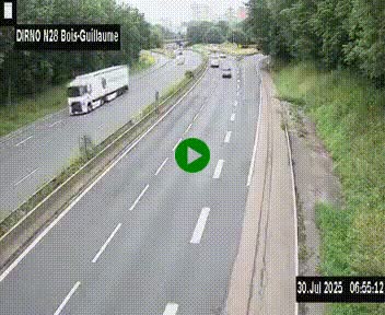 Webcam routière à hauteur de Bois-Guillaume en périphérie de Rouen. Vue orientée vers Rouen