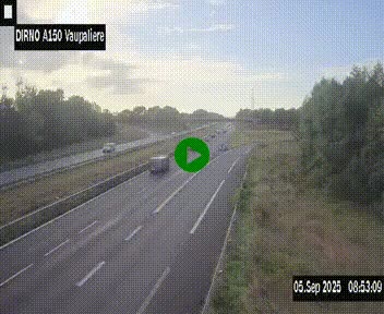 Webcam autoroute A150 à hauteur de La Vaupalière en périphérie de Rouen. Vue orientée vers Rouen