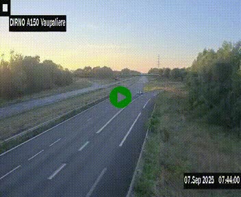Webcam autoroute A150 à hauteur de La Vaupalière en périphérie de Rouen. Vue orientée vers Rouen