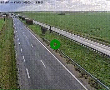 Webcam à hauteur de Vert-en-Drouais sur la N12, en périphérie de Dreux. Vue orientée vers Alençon