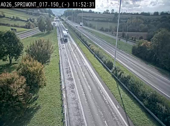 Webcam E25 (A26) à hauteur de Sprimont en direction de Liège et en provenance de Bastogne