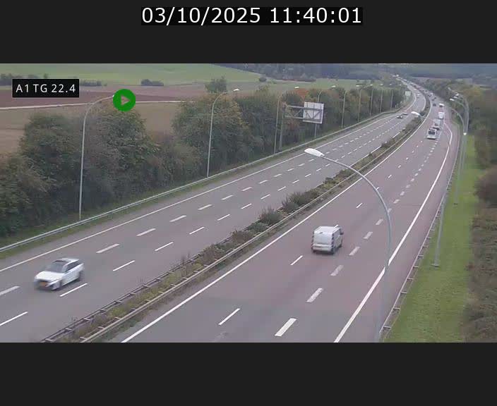 Traffic live webcam Luxembourg Flaxweiler - A1 direction Luxembourg - BK 22.4