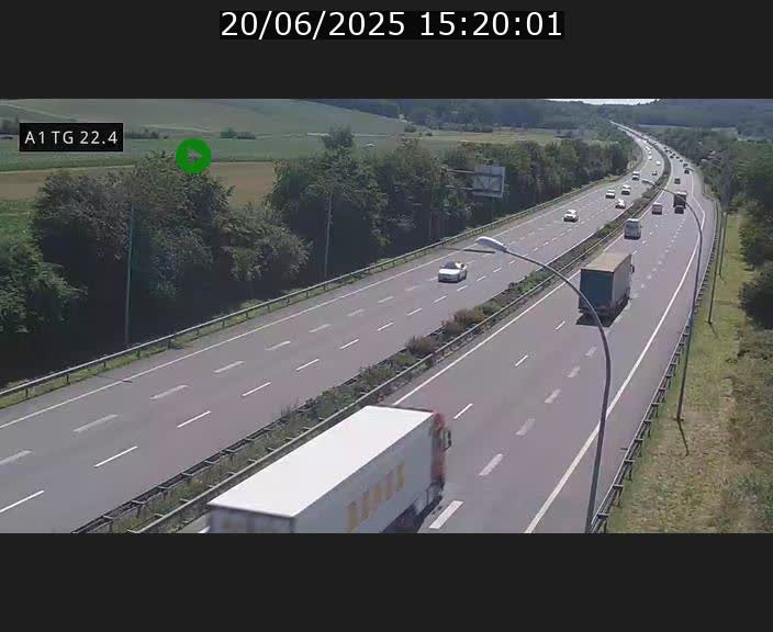 Traffic live webcam Luxembourg Flaxweiler - A1 direction Luxembourg - BK 22.4