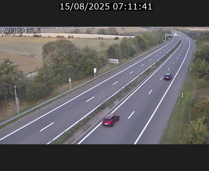 Webcam info trafic A13 à hauteur de Mondorf-les-bains. Vue orientée vers Altwies
