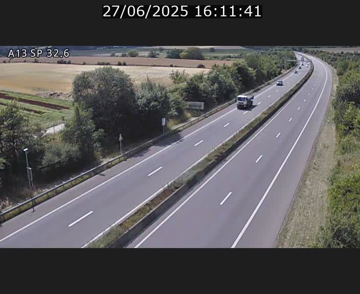 Webcam info trafic A13 à hauteur de Mondorf-les-bains. Vue orientée vers Altwies