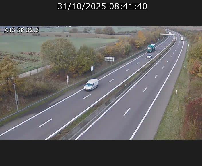 Webcam info trafic A13 à hauteur de Mondorf-les-bains. Vue orientée vers Altwies