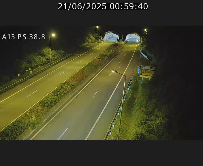 Webcam autoroute A13 à l'entrée ouest du tunnel Markusbierg à Schengen. Vue orientée vers Mondorf-les-Bains