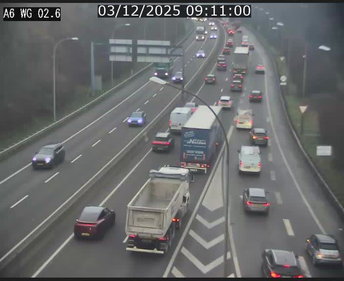 Traffic live webcam Luxembourg Croix de Cessange - A6 - BK 2.6 - direction France/Allemagne