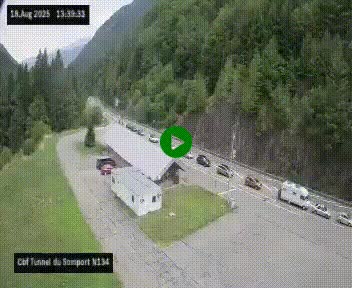 Webcam à l'entrée du tunnel du Somport, côté français, sur la N134, dans les Pyrénées, en direction de l'Espagne, à 1116 mètres d'altitude