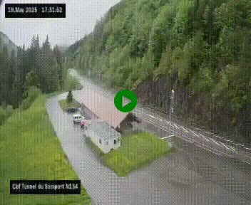 Webcam à l'entrée du tunnel du Somport, côté français, sur la N134, dans les Pyrénées, en direction de l'Espagne, à 1116 mètres d'altitude